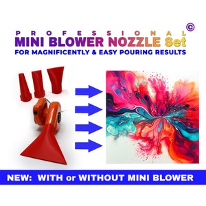 Professional Mini Blower NOZZLE ATTACHMENT | Set of 4 | for the "WESTMINSTER Mini Blower" only | suitable for bloom & dutch acrylic pouring