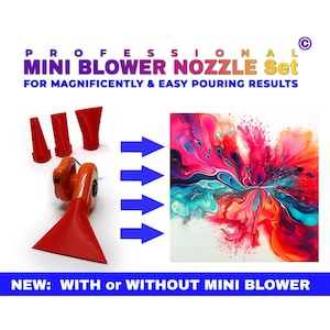 Professional Mini Blower NOZZLE ATTACHMENT | Set of 4 | for the &quot;WESTMINSTER Mini Blower&quot; only | suitable for bloom & dutch acrylic pouring