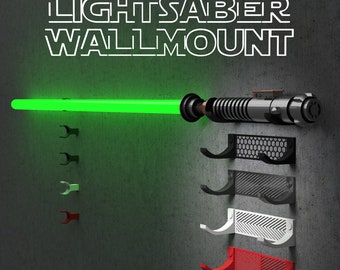 Soporte de pared para sable de luz | 4 colores y diseños | Apto para todos los sables de luz con o sin hoja | Perfecto para tu colección