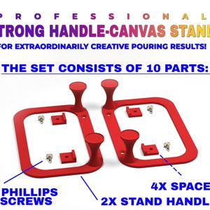 Professional HANDLE CANVAS STAND with spacers Set of 2 for the best acrylic pouring results image 3