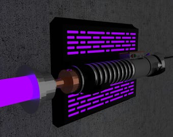 LED Lightsaber Wall Mount | Horizontal | 4 Designs | Fits all lightsabers with blade | USB powered | App Bluetooth & IR control