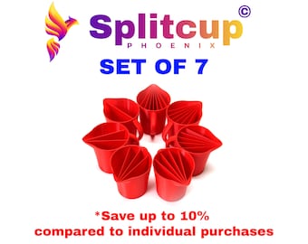 Set of 7 - Split Cup PHOENIX© | with drip-free spout © | 8.5oz | 2 to 8 chambers | with or without a handle - for precise pouring results!