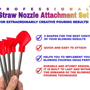 Professional Stainless Steel Straw Blow Nozzles Set of 5 suitable for Acrylic Pouring, Bloom and Dutch Pouring and other color movements image 3