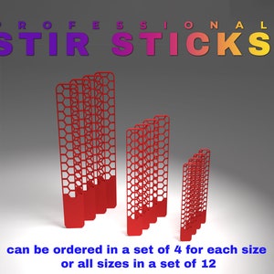 Professional STIR STICKS© 4.568 inches Set of 4 Easy to clean, Reusable, Durable, Sturdy, Environmentally friendly, Perfect size 3 sizes - set of 12