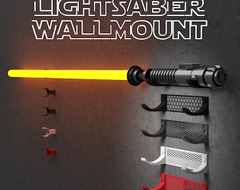 Soporte de pared para sable de luz | 4 colores y diseños | Apto para todos los sables de luz con o sin hoja | Perfecto para tu colección