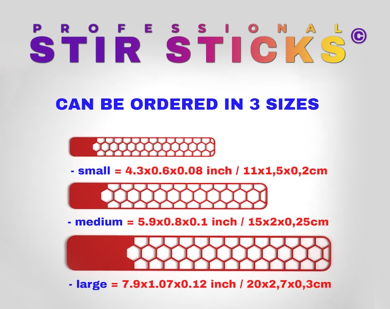 Professional STIR STICKS© 4.568 inches Set of 4 Easy to clean, Reusable, Durable, Sturdy, Environmentally friendly, Perfect size image 3