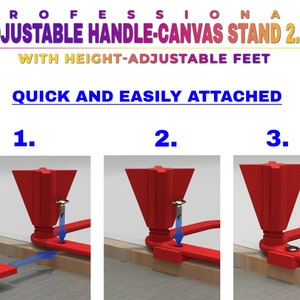 Professional handle canvas stand 2.0 with height-adjustable feet & spacers Set of 2 for best acrylic pouring results image 5