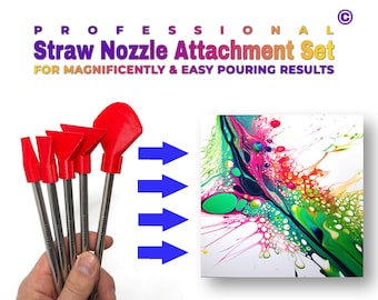 Professional Stainless Steel Straw Blow Nozzles Set of 5 | suitable for Acrylic Pouring, Bloom and Dutch Pouring and other color movements