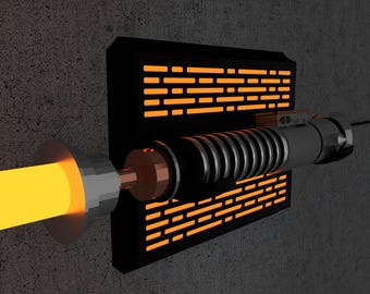 LED Lightsaber Wall Mount | Horizontal | 4 Designs | Fits all lightsabers with blade | USB powered | App Bluetooth & IR control
