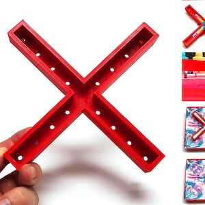 Acrylic Pouring Cup - X cross - 18x18cm - red - for mega special results!©