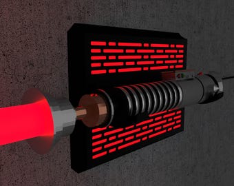 LED Lightsaber Wall Mount | Horizontal | 4 Designs | Fits all lightsabers with blade | USB powered | App Bluetooth & IR control