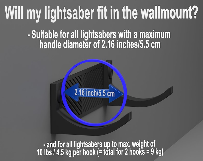 Lightsaber Wall Mount 4 Colors & Designs Suitable for all lightsabers with or without Blades Perfect Display for Your Collection image 9