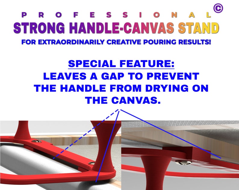 Professional HANDLE CANVAS STAND with spacers Set of 2 for the best acrylic pouring results imagem 5