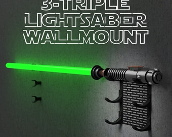 3-Triple Lightsaber Wall Mount| 4 colors and designs | Suitable for all lightsabers with 1&2 or without blades | Perfect for your collection