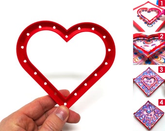 Outil de coulée en acrylique en forme de cœur - rouge - pour des résultats de coulée exceptionnels !©