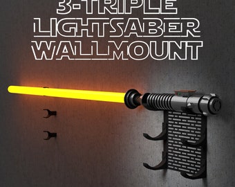 3-Triple Lightsaber Wall Mount| 4 colors and designs | Suitable for all lightsabers with 1&2 or without blades | Perfect for your collection