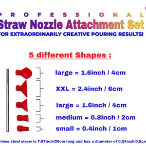 Professional Stainless Steel Straw Blow Nozzles Set of 5 suitable for Acrylic Pouring, Bloom and Dutch Pouring and other color movements image 4