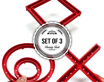 Acryl Gießbecher 3er Set - Viereck, X & Kreis - Form - rot - für außergewöhnliche Pouring Ergebnisse!©