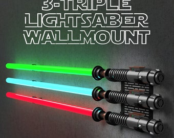 3-Triple Lightsaber Wall Mount| 4 colors and designs | Suitable for all lightsabers with 1&2 or without blades | Perfect for your collection