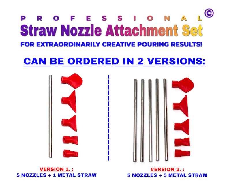 Professional Stainless Steel Straw Blow Nozzles Set of 5 suitable for Acrylic Pouring, Bloom and Dutch Pouring and other color movements imagem 5