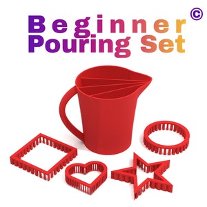 Beginner Pouring Set© - Split Cup 8.5oz + 4 molds for pouring for extraordinary pouring results!