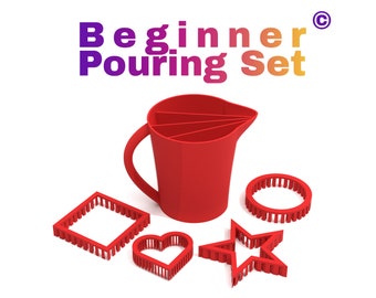 Anfänger Pouring Set - Split Cup 250 ml + 4 Formen zum gießen für außergewöhnliche Pouring Ergebnisse!