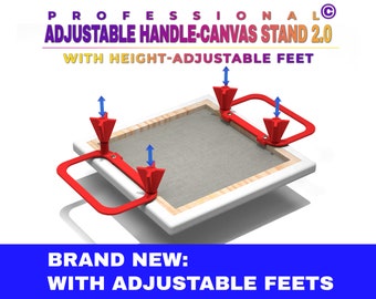 Professional handle canvas stand 2.0 with height-adjustable feet & spacers | Set of 2 | for best acrylic pouring results