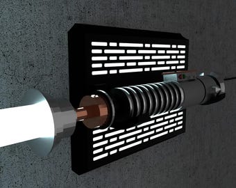 LED Lightsaber Wall Mount | Horizontal | 4 Designs | Fits all lightsabers with blade | USB powered | App Bluetooth & IR control