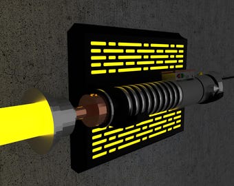 LED Lightsaber Wall Mount | Horizontal | 4 Designs | Fits all lightsabers with blade | USB powered | App Bluetooth & IR control