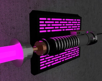 LED Lightsaber Wall Mount | Horizontal | 4 Designs | Fits all lightsabers with blade | USB powered | App Bluetooth & IR control