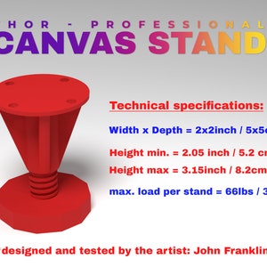 Professional CANVAS STAND THOR© height-adjustable and attachable set of 4 for acrylic pouring image 6