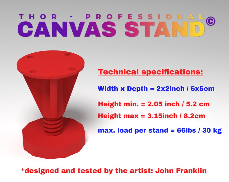 Professional CANVAS STAND THOR© height-adjustable and attachable set of 4 for acrylic pouring image 6