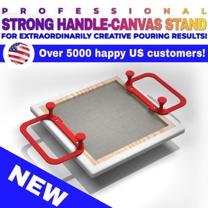 Professional HANDLE CANVAS STAND with spacers Set of 2 for the best acrylic pouring results image 1