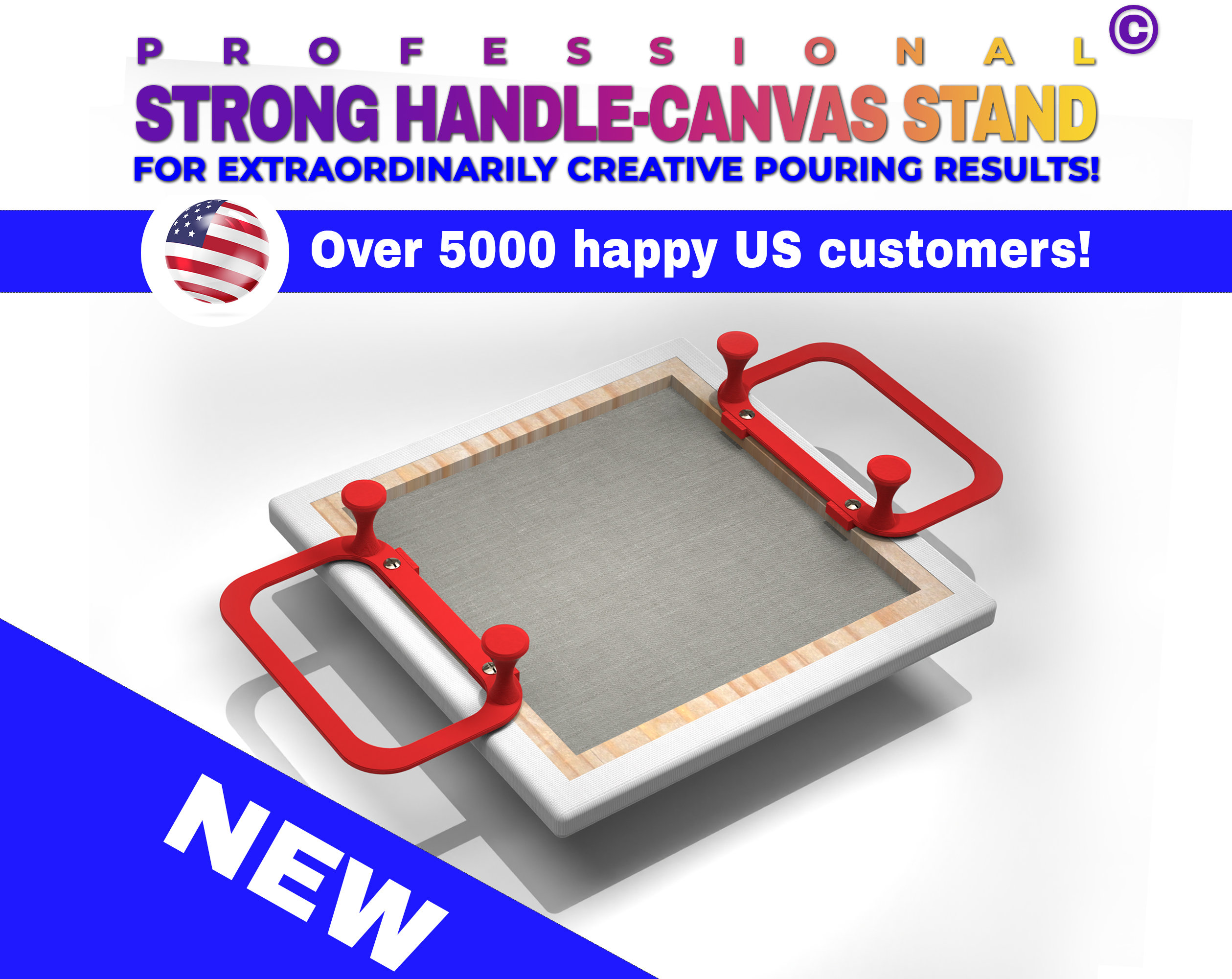 Professional HANDLE CANVAS STAND With Spacers Set of 2 for the Best Acrylic  Pouring Results 