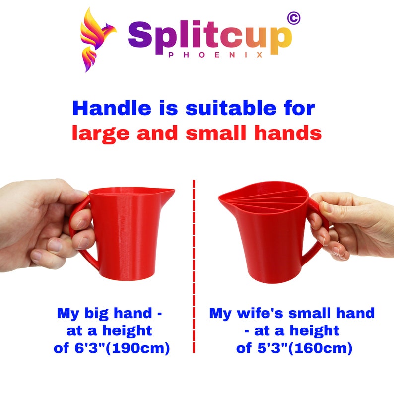Set of 3 SPLITCUPS PHOENIX© with drip-free spout© 8.5oz 250ml 2 to 8 chambers with or without handle for precise pouring results image 7
