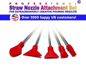 Professional Stainless Steel Straw Blow Nozzles Set of 5 | suitable for Acrylic Pouring, Bloom and Dutch Pouring and other color movements