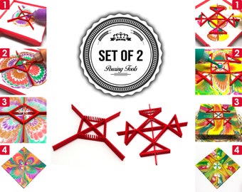 Acryl Gießwerkzeug 2er Set - viereckiger Schmetterling  und geteiltes Viereck - rot - für außergewöhnliche Pouring Ergebnisse!©