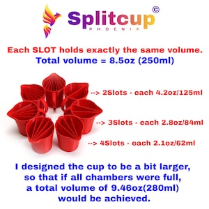 3er-Set Splitcup PHOENIX© mit tropffreien Ausguss© 250 ml 2 bis 8 Kammern mit oder ohne Griff für präzise Pouring Ergebnisse Bild 8