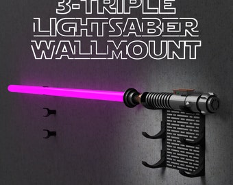 3-Triple Lightsaber Wall Mount| 4 colors and designs | Suitable for all lightsabers with 1&2 or without blades | Perfect for your collection
