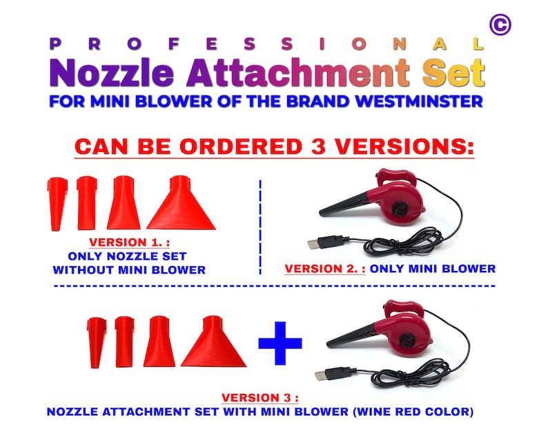 Professional Mini Blower NOZZLE ATTACHMENT Set of 4 for the WESTMINSTER Mini Blower only suitable for bloom & dutch acrylic pouring image 3