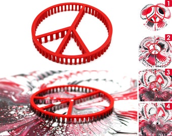 Acrylic pouring tool - PEACE SYMBOL - red - for extraordinary pouring results!©