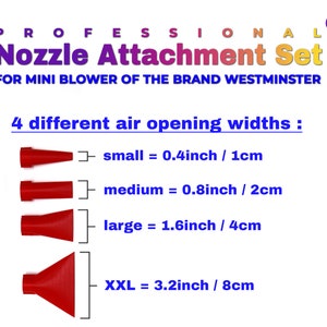 Professionele mini-blaasmondstuk-aanbouwset van 4 voor de WESTMINSTER Mini Blower Geschikt voor bloei, Dutch pouring en andere kleurbewegingen afbeelding 4