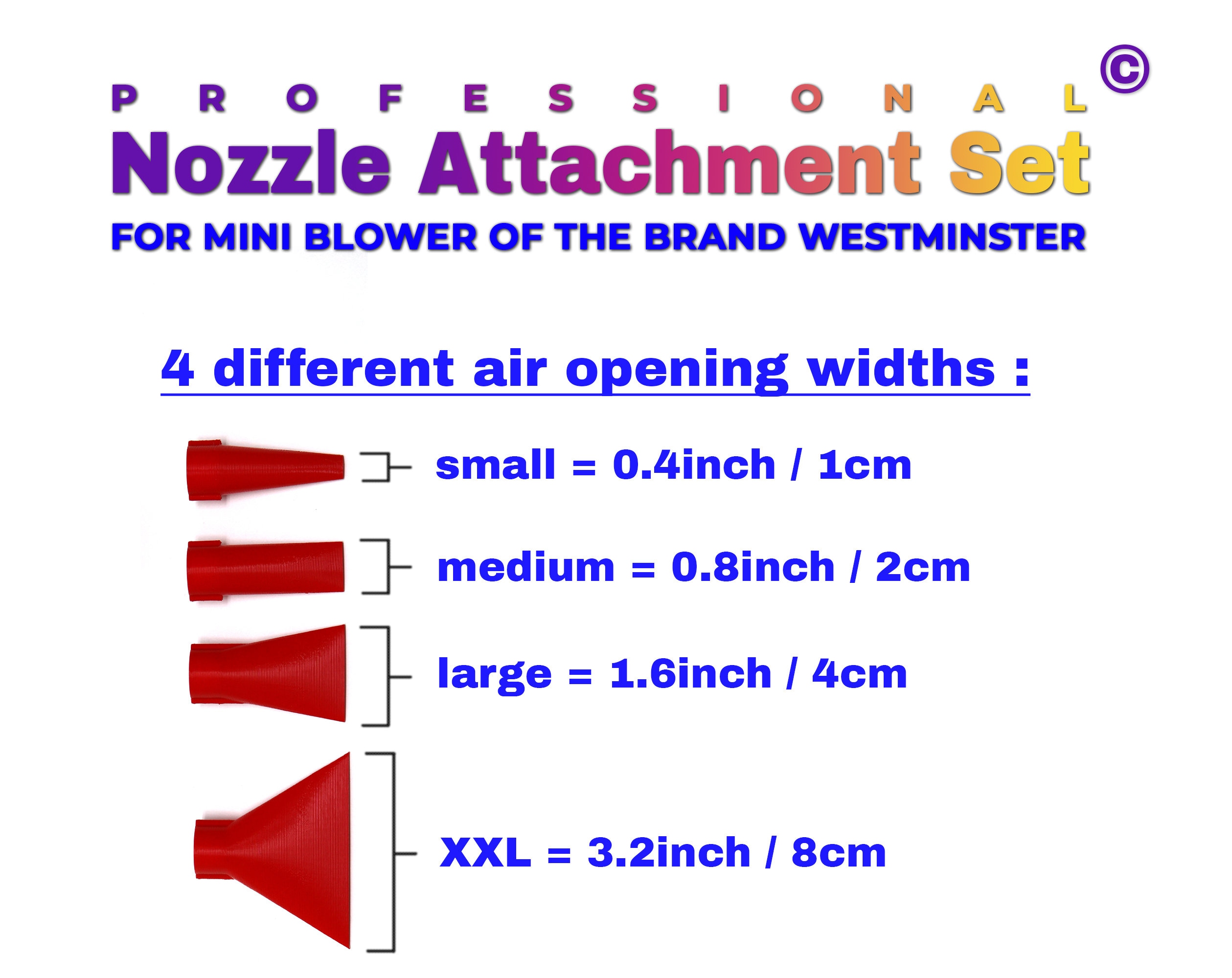 Professional Mini Blower NOZZLE ATTACHMENT Set of 4 for 