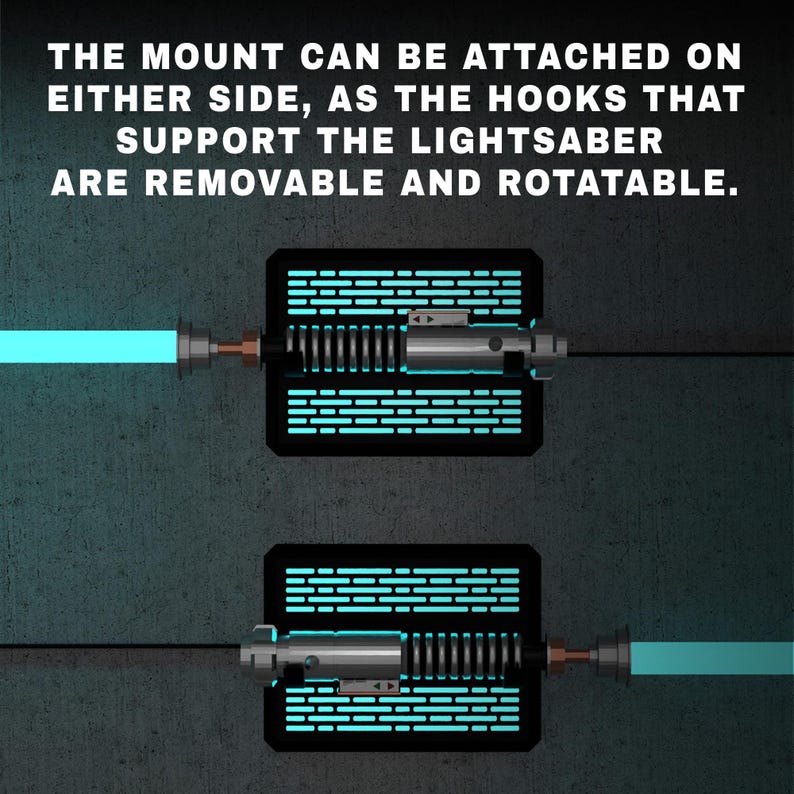 LED Lightsaber Wall Mount | Horizontal | 4 Designs | Fits all lightsabers with blade | USB powered | App Bluetooth & IR control image 7