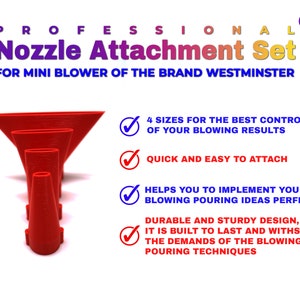 Professional Mini Blower NOZZLE ATTACHMENT Set of 4 for the WESTMINSTER Mini Blower only suitable for bloom & dutch acrylic pouring imagem 5