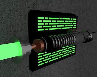 LED Lightsaber Wall Mount | Horizontal | 4 Designs | Fits all lightsabers with blade | USB powered | App Bluetooth & IR control