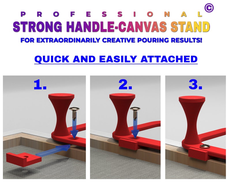 Professional HANDLE CANVAS STAND with spacers Set of 2 for the best acrylic pouring results imagem 4