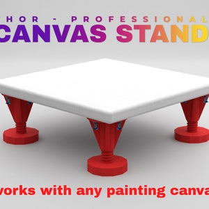 Professional CANVAS STAND THOR© height-adjustable and attachable set of 4 for acrylic pouring image 5