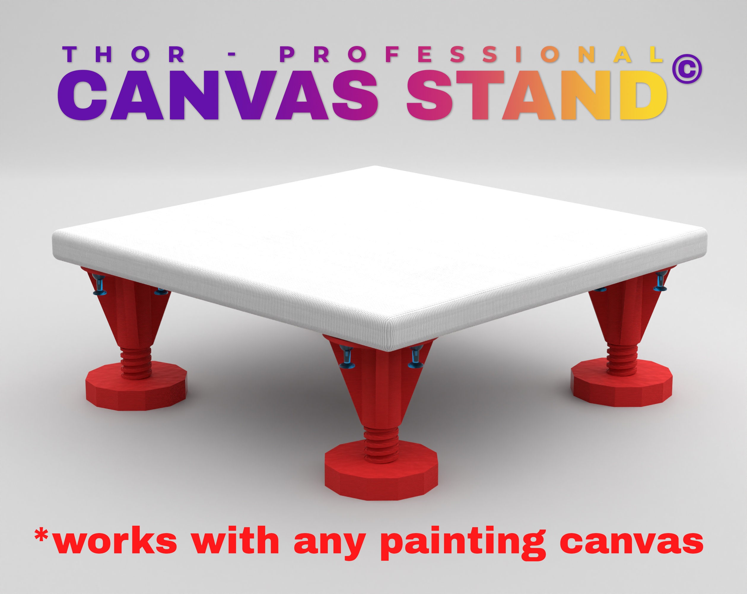 Professional CANVAS STAND thor© Height-adjustable and Attachable Set of 4  for Acrylic Pouring 