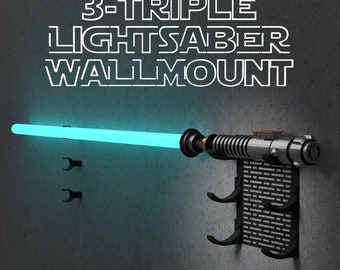 3-Triple Lightsaber Wall Mount| 4 colors and designs | Suitable for all lightsabers with 1&2 or without blades | Perfect for your collection